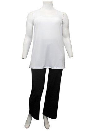 WHITE - Rhonda square neck soft knit tunic length singlet